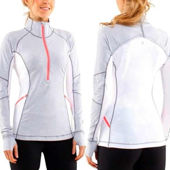 Lululemon Run size 8 Wild 1/2 Zip Long Sleeve Top - Wee Stripe White Fossil RARE - Picture 1 of 16